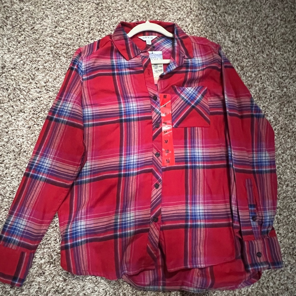 Orvis Red Plaid Button Down Shirt